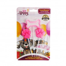 12957 - VELA P/ANIVERSARIO HAPPY DOG ROSA