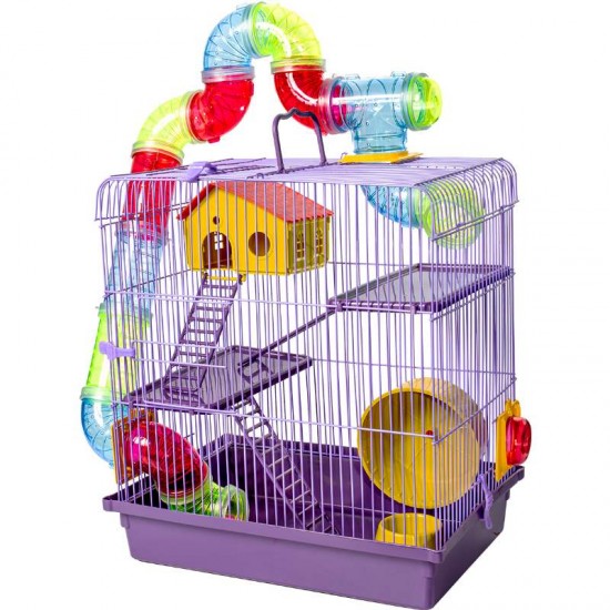 GAIOLA HAMSTER 3 ANDAR LILAS JP