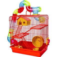 9388 - GAIOLA HAMSTER 3 ANDAR VERMELHO JP