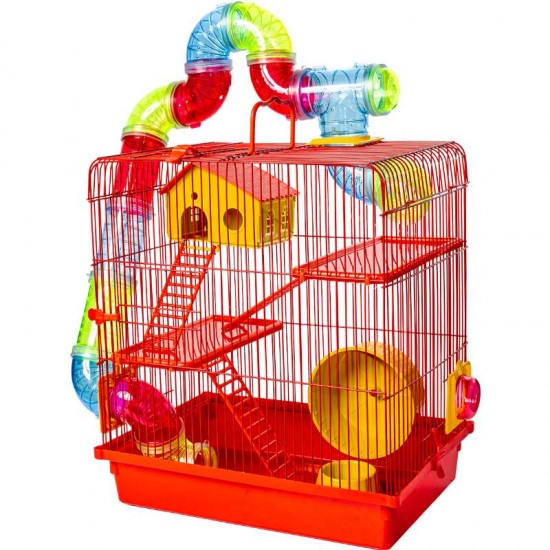 GAIOLA HAMSTER 3 ANDAR VERMELHO JP