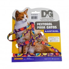 15620 - CONJ GUIA E PEITORAL GATO SEDA