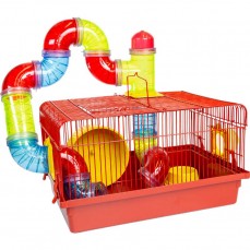 15969 - GAIOLA HAMSTER TUBO LUXO JP VERMELHA