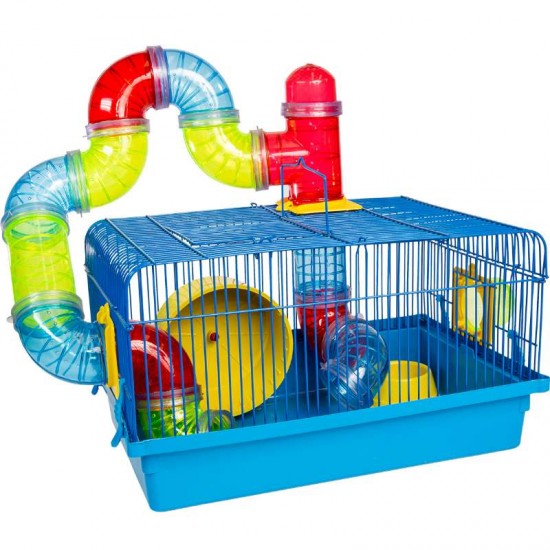 GAIOLA HAMSTER TUBO LUXO JP AZUL