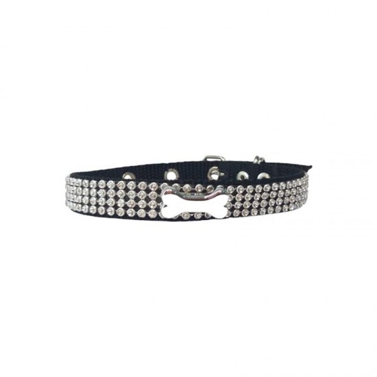 COLEIRA P/ CACHORRO STRASS PRETO N 01