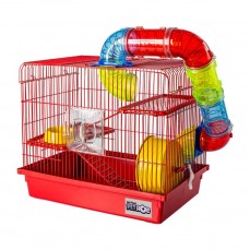 21891 - GAIOLA HAMSTER 3 ANDAR LUXO SLIM VERMELH