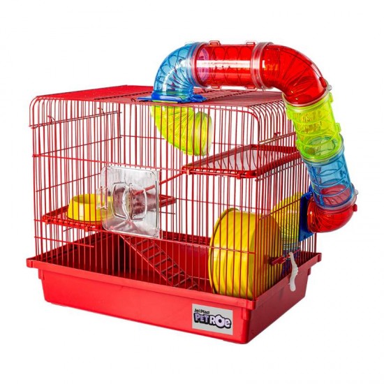 GAIOLA HAMSTER 3 ANDAR LUXO SLIM VERMELH