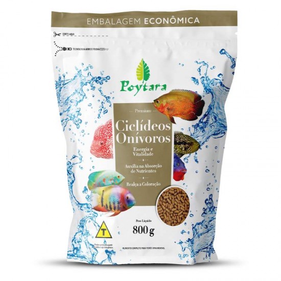 RACAO CICLIDEOS ONIVOROS POYTARA 800G