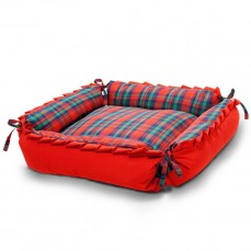 591 - CAMA LUXO QUADRADA XADREZ GR